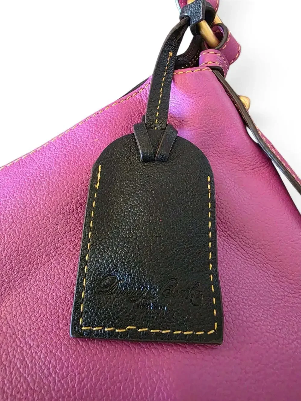 Dooney & Bourke Sophie Pebble Leather Hobo Bag Pink Black Colorblock Tassel